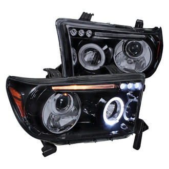 Spec-D® - Driver and Passenger Side Gloss Black/Smoke Halo Projector Headlights with Parking LEDs