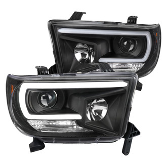Spec-D® - Driver and Passenger Side Matte Black LED DRL Bar Projector Headlights