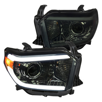 Spec-D® - Driver and Passenger Side Chrome/Smoke LED DRL Bar Projector Headlights