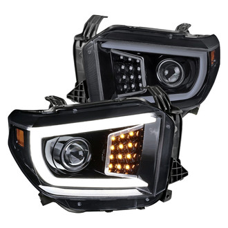 Spec-D® - Driver and Passenger Side Black/Smoke DRL Bar Projector Headlights with Sequential LED Turn Signal