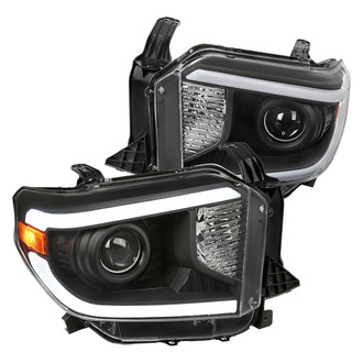Spec-D® - Driver and Passenger Side Matte Black LED DRL Bar Projector Headlights