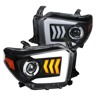 Spec-D® - Driver and Passenger Side Black LED DRL Bar Projector Headlights with Sequential Turn Signal