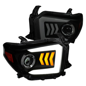 Spec-D® - Driver and Passenger Side Black/Smoke LED DRL Bar Projector Headlights with Sequential Turn Signal