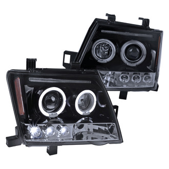 Spec-D® - Driver and Passenger Side Black/Smoke Dual Halo Projector Headlights with Parking LEDs