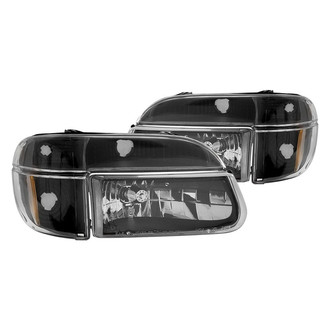 Spec-D® - Driver and Passenger Side Black Euro Headlights with Corner Lights