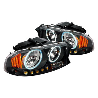 Spec-D® - Driver and Passenger Side Black CCFL Dual Halo Euro Headlights with Parking LEDs