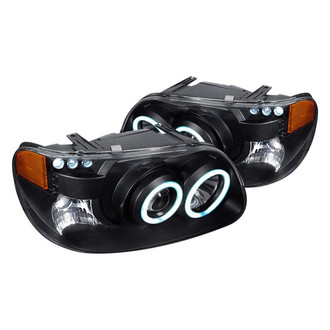 Spec-D® - Driver and Passenger Side Black CCFL Dual Halo Projector Headlights with Parking LEDs