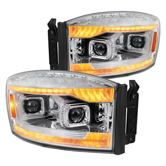 Spec-D® - Switchback Amber LED Strips, Sequential Turn Signals Driver and Passenger Side Chrome Projector Headlights