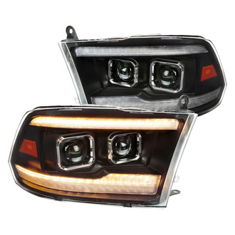 Spec-D® - Driver and Passenger Side Matte Black Sequential LED Light Tube Projector Headlights