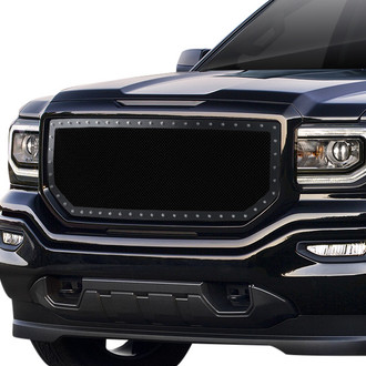Spec-D® - 1-Pc Rivet Style Black Mesh Main Grille