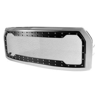 Spec-D® - 1-Pc Rivet Style Black Mesh Main Grille