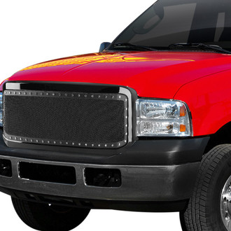 Spec-D® - 1-Pc Rivet Style Black Mesh Main Grille