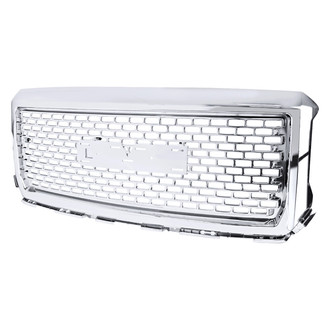Spec-D® - 1-Pc Denali Style Chrome Round Punch CNC Machined Main Grille