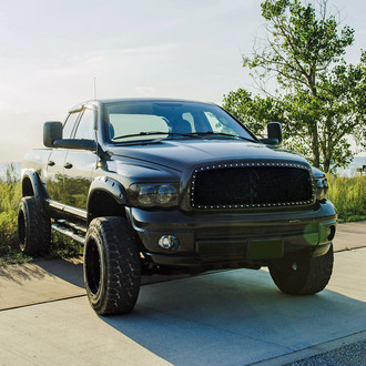 Spec-D® - 1-Pc Rivet Style Glossy Black Mesh Main Grille