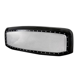 Spec-D® - 1-Pc Rivet Style Black Mesh Main Grille