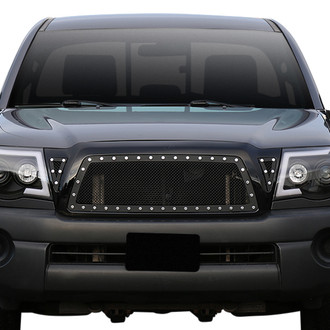 Spec-D® - 1-Pc Rivet Style Black Mesh Main Grille