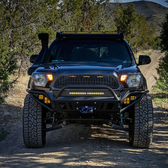 Spec-D® - 1-Pc Matte Black Front Main Grille With Amber LED Lights