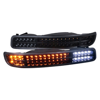 Spec-D® - Matte Black Smoke LED Turn Signal/Parking Lights with DRL