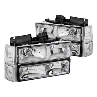 Spec-D® - Driver and Passenger Side Chrome Euro Headlights with Corner and Bumper Lights