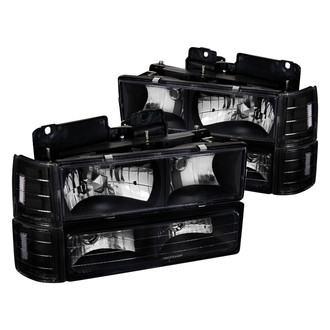 Spec-D® - Driver and Passenger Side Black Euro Headlights with Corner and Bumper Lights