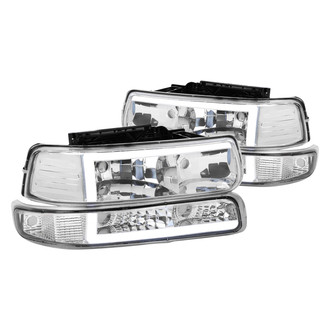 Spec-D® - Driver and Passenger Side Chrome LED DRL Bar Headlights with Turn Signal/Parking Lights