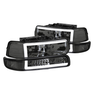 Spec-D® - Driver and Passenger Side Chrome/Smoke LED DRL Bar Headlights with Turn Signal/Parking Lights