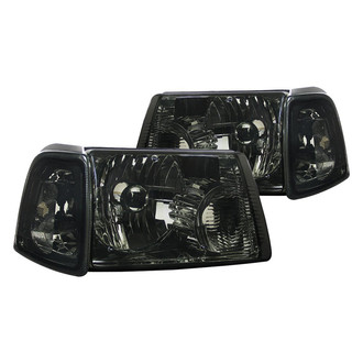 Spec-D® - Driver and Passenger Side Chrome/Smoke Euro Headlights with Corner Lights