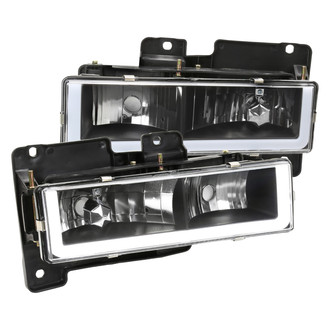 Spec-D® - Driver and Passenger Side Matte Black LED DRL Bar Headlights