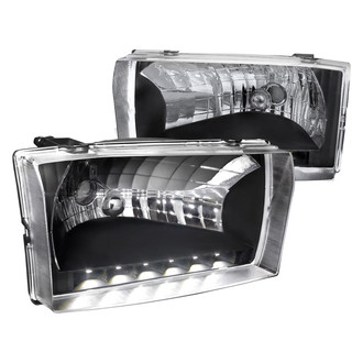 Spec-D® - Driver and Passenger Side Matte Black Euro Headlights with Parking LEDs