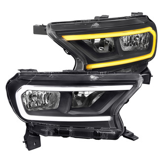 Spec-D® - Driver and Passenger Side Matte Black Sequential LED DRL Bar Headlights