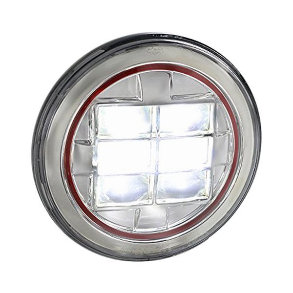 Spec-D® - 7" Round Chrome Projector LED Headlight with Red Rim Strip