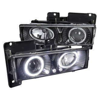 Spec-D® - Driver and Passenger Side Black Dual Halo Projector Headlights with Parking LEDs