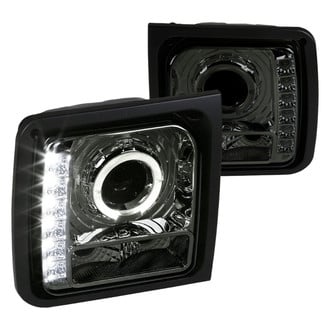 Spec-D® - Driver and Passenger Side Chrome/Smoke Halo Projector Headlights with LED DRL