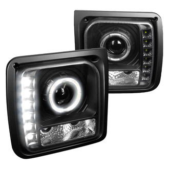 Spec-D® - Driver and Passenger Side Black Halo Projector Headlights with LED DRL