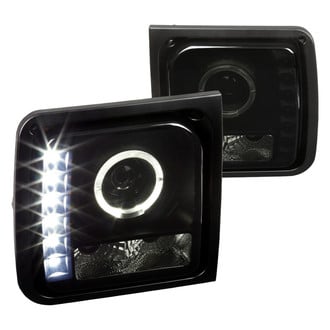 Spec-D® - Driver and Passenger Side Black/Smoke Halo Projector Headlights with LED DRL