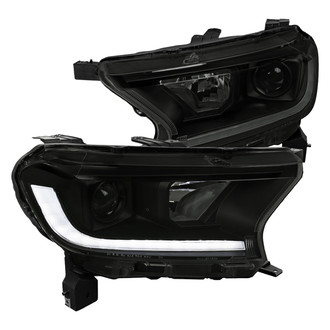 Spec-D® - Driver and Passenger Side Matte Black/Smoke Sequential LED DRL Bar Projector Headlights