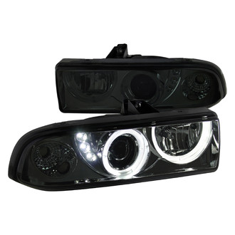 Spec-D® - Driver and Passenger Side Chrome/Smoke Dual Halo Projector Headlights with Parking LEDs