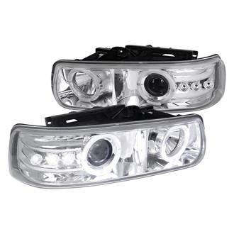 Spec-D® - Driver and Passenger Side Chrome Dual Halo Projector Headlights with Parking LEDs