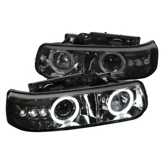 Spec-D® - Driver and Passenger Side Chrome/Smoke Dual Halo Projector Headlights with Parking LEDs