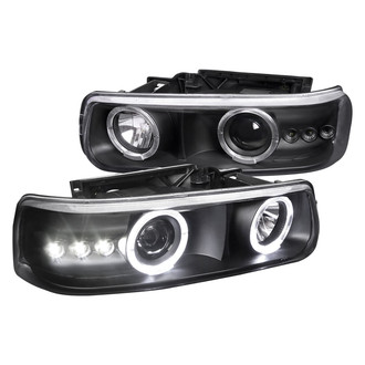 Spec-D® - Driver and Passenger Side Black Dual Halo Projector Headlights with Parking LEDs
