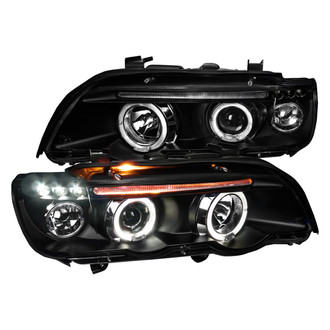 Spec-D® - Driver and Passenger Side Black Halo Projector Headlights with Parking LEDs