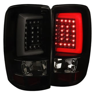 Spec-D® - Driver and Passenger Side Gloss Black/Smoke C-Shape Fiber Optic LED Tail Lights