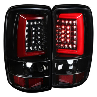 Spec-D® - Driver and Passenger Side Gloss Black C-Shape Fiber Optic LED Tail Lights