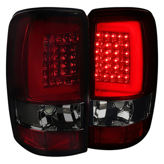 Spec-D® - Driver and Passenger Side Chrome Red/Smoke C-Shape Fiber Optic LED Tail Lights