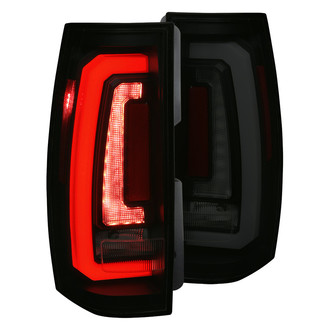 Spec-D® - Driver and Passenger Side Matte Black/Smoke Sequential Fiber Optic LED Tail Lights