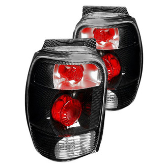 Spec-D® - Driver and Passenger Side Carbon Fiber/Red Euro Tail Lights