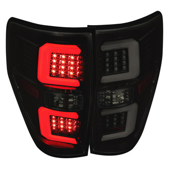 Spec-D® - Driver and Passenger Side Gloss Black/Smoke Fiber Optic LED Tail Lights