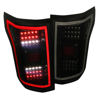 Spec-D® - Driver and Passenger Side Gloss Black/Smoke Fiber Optic LED Tail Lights