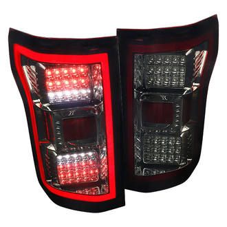 Spec-D® - Driver and Passenger Side Chrome Red/Smoke Fiber Optic LED Tail Lights