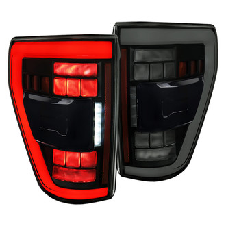 Spec-D® - Driver and Passenger Side Gloss Black/Smoke Sequential Fiber Optic LED Tail Lights